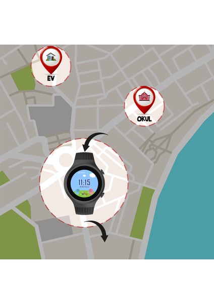 Watch 5s Çocuk Akıllı Saati - Görüntülü Arama, Gps, Sos, Sağlık Takibi, Güvenli Alan Siyah