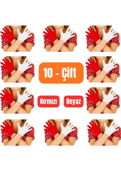 Unisex 10 Çift Çocuk Bando & Pandomim & Tören & Gösteri & Merasim Eldiveni & 23 Nisan & 19 Mayıs