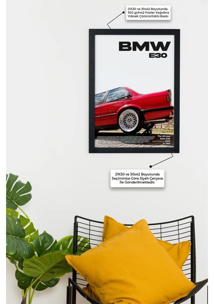 Bmw E30 Tasarım Çerçeveli Poster Tablo fiyatları