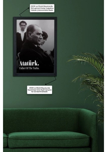 Atatürk Siyah Çerçeveli Tablo Poster fiyatları