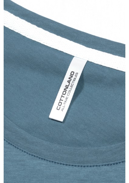 Kadın Belinda Basic Uzun Kollu Ince O Yaka Pamuk T-Shirt Mavi indirimleri