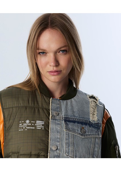 Denim Mıx Colorblock Mont TW6250012171022 fiyatları