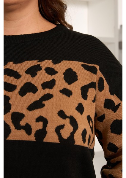 Leopar Garnili Alt-Üst Büyük Beden Takım Siyah fırsatları