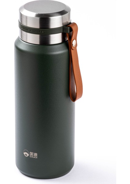 Okadı Deri Askılı Yeşil Paslanmaz Çelik Termos 800ML