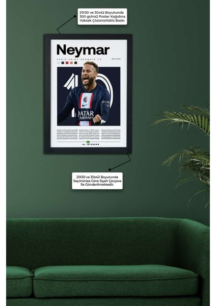 Neymar Paris Saint-Germain Fc Siyah Çerçeveli Tablo Poster modelleri