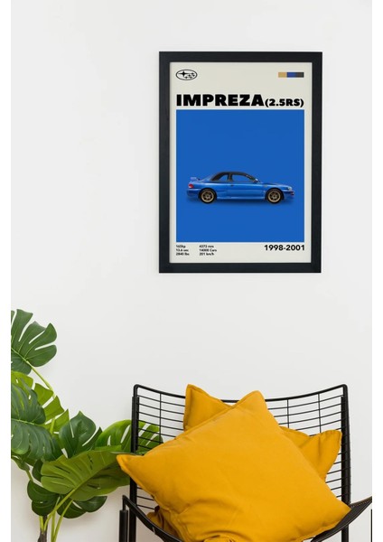 Subaru Impreza (2.5rs) 1998-2001 Car Serie Özel Tasarım Siyah Çerçeveli Tablo Poster fiyatları