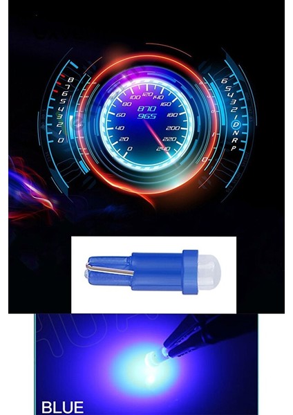 10 Adet 12V T5 LED Ampul Oto Kilometre Gösterge Kadran Ambians Aydınlatma Ledi Mavi