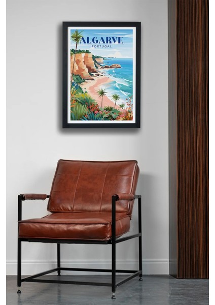 Algarve Portugal Siyah Çerçeveli Poster Tablo modelleri