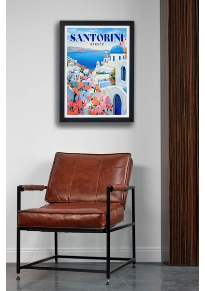 Santorini Greece Siyah Çerçeveli Poster Tablo fiyatları