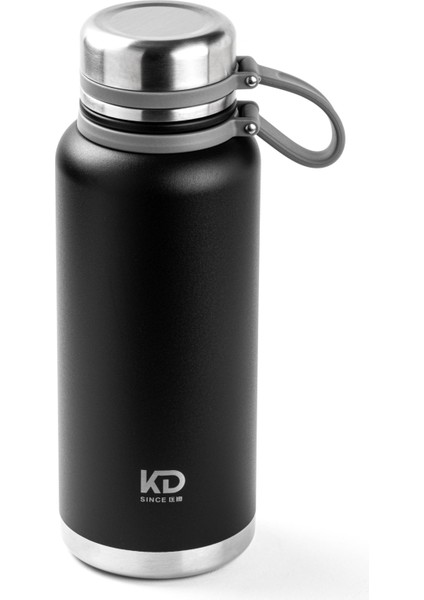 Okadı Çelik Kapaklı Siyah Paslanmaz Çelik Termos 1.1l