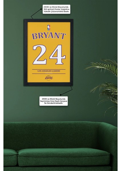 Kobe Bryant Tasarımlı Siyah Çerçeveli Tablo Poster modelleri