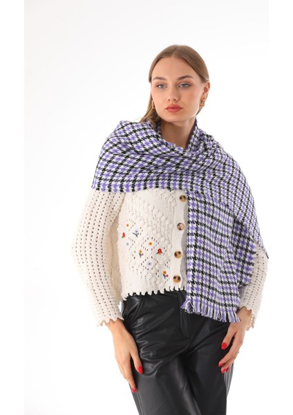 Kadın Kazayağı Siyah Desenli Atkı fiyatları