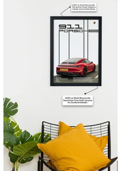 Porsche 911 Gts Siyah Çerçeveli Tablo Poster modelleri