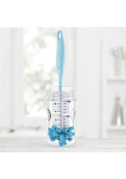Süngerli Biberon Fırçası Pembe Silikon Uçlu 31 cm Temizleme Aksesuarı