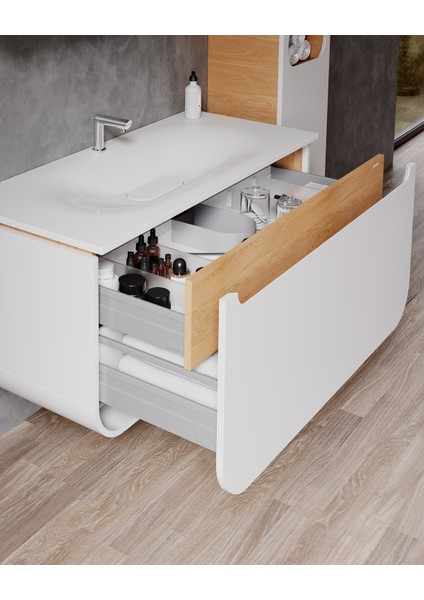 Pion Lavabo Dolabı 120 cm Beyaz-Meşe fiyatları