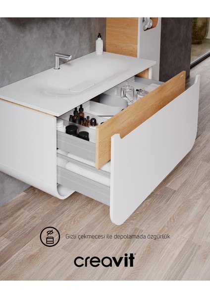Pion Lavabo Dolabı 120 cm Beyaz-Meşe fırsatları