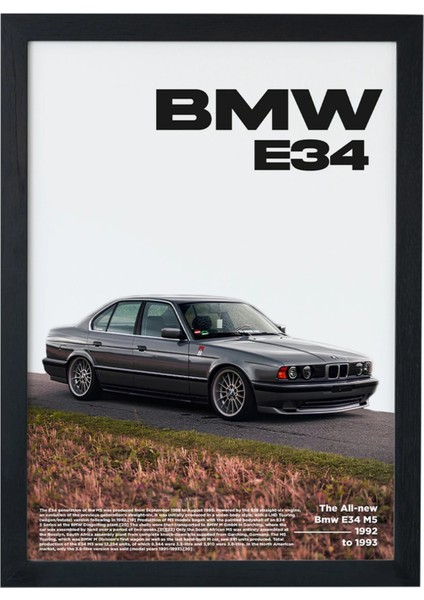 Bmw E34 M5 Tasarım Çerçeveli Poster Tablo
