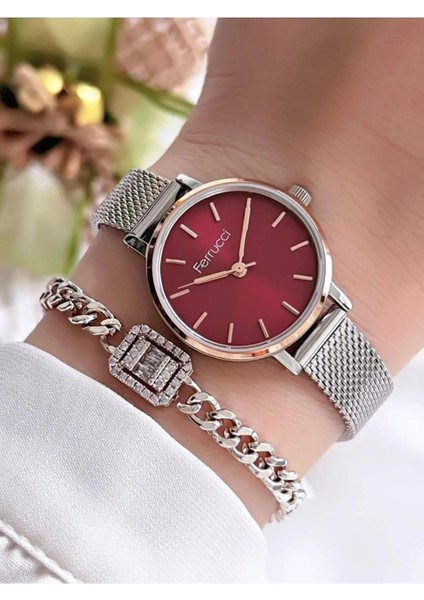 Minimal Kasa Ayarlanabilir Çelik Kordon Kadın Kol Saat+Çelik Kolye Hediye modelleri