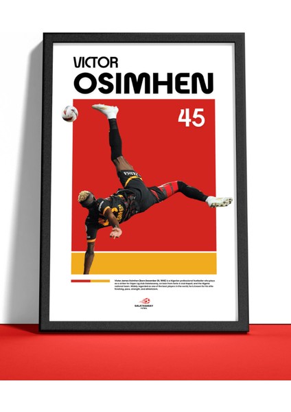 Victor James Osimhen Röveşata Galatasaray Siyah Çerçeveli Poster Tablo