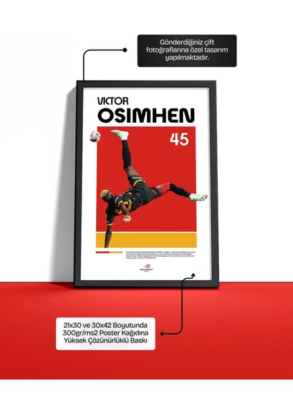 Victor James Osimhen Röveşata Galatasaray Siyah Çerçeveli Poster Tablo fiyatları