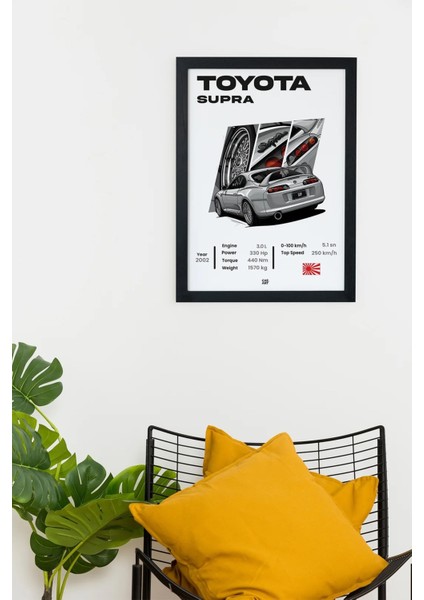 Supra 2jz Siyah Çerçeveli Tablo Poster fiyatları