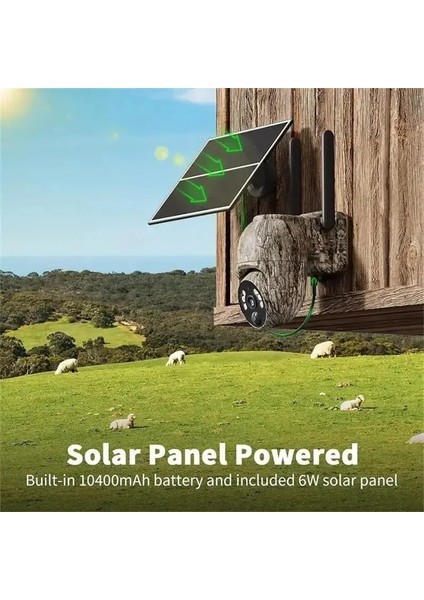 Sim Kart ile Çalışan Motorlu Dönebilen Solar Panelli 4g Fotokapan Kamuflaj Kamera