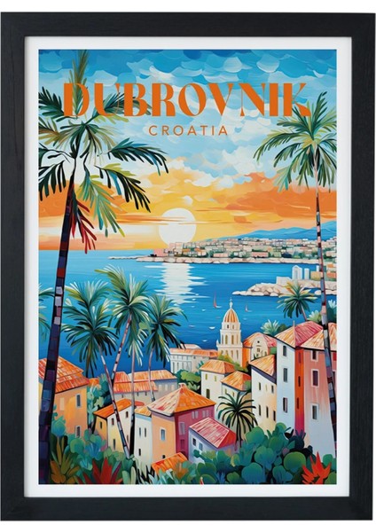 Dubrovnik Croatia Siyah Çerçeveli Tablo Poster