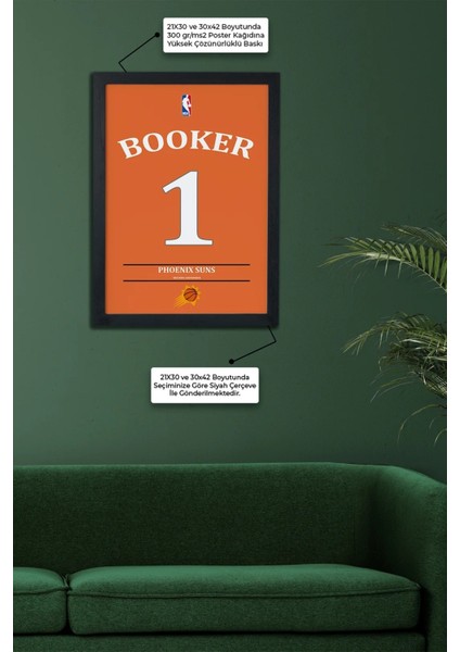 Devin Booker Tasarımlı Siyah Çerçeveli Tablo Poster modelleri