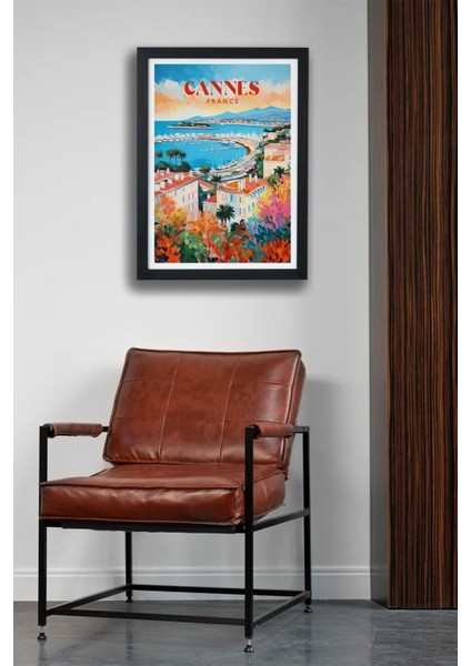 Cannes France Siyah Çerçeveli Poster Tablo fiyatları
