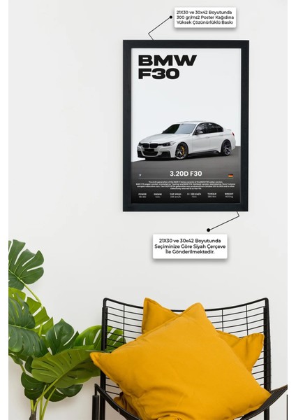 Bmw 3.20D F30 V1 Tasarım Çerçeveli Poster Tablo fiyatları