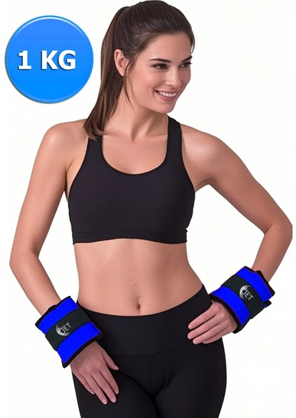 1 kg x 2 Adet El & Ayak Ağırlığı Bilek Kemeri Setleri 1 Çift Kum Torbasi Kas Güçlendirici Mavi