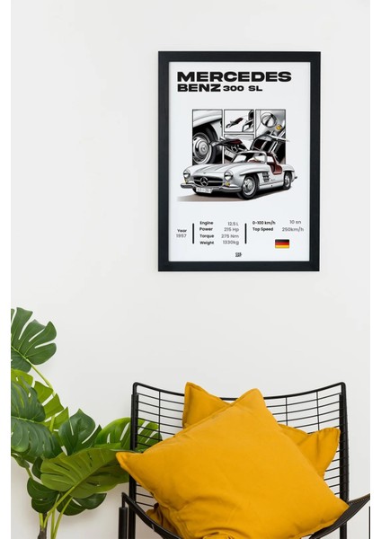 Mercedes Benz 300 Sl Siyah Çerçeveli Tablo Poster fiyatları