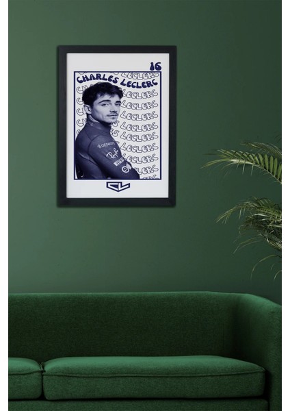 Charles Leclerc F1 Pilotu Siyah Çerçeveli Poster Tablo fiyatları