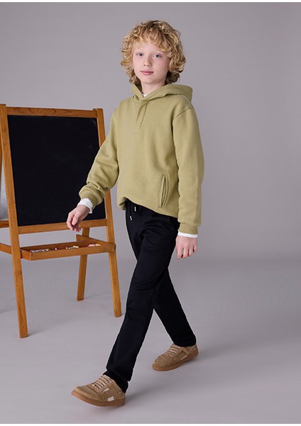 Siyah Erkek Çocuk Chino Bağcıklı Pantolon 7568