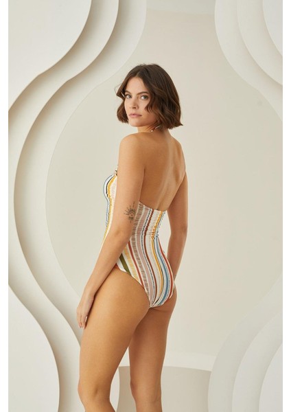 Renkli Desenli Ip Askılı Mayo