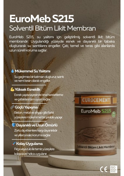 Eurocement Euromeb S215 Solventli Bitüm Likit Membran fiyatları