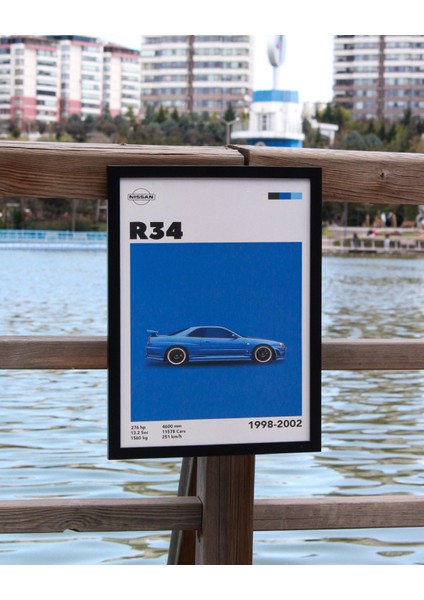 Nissan R34 1998-2002 Car Serie Özel Tasarım Siyah Çerçeveli Tablo Poster fiyatları