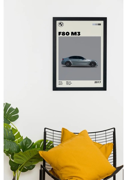 Bmw F80 M3 2017 Car Serie Özel Tasarım Siyah Çerçeveli Poster Tablo fiyatları