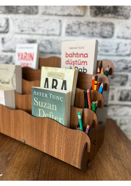 Axel Montessori Kalemlikli Kitaplık , Organizer Masa Düzenleyici 4 Raf'lı Çocuk Kitaplığı