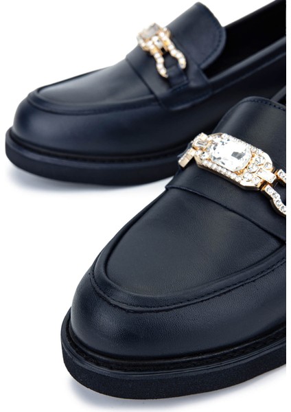 Kadın Hakiki Deri Lacivert Loafer Ayakkabı 817 9879 Bn Ayk SK25-26 Lacı Dr fırsatları