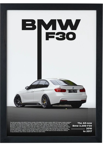 Bmw 3.20D F30 V2 Tasarım Çerçeveli Poster Tablo