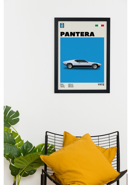 Pantera 1972 Model V1 Car Serie Özel Tasarım Siyah Çerçeveli Tablo Poster modelleri