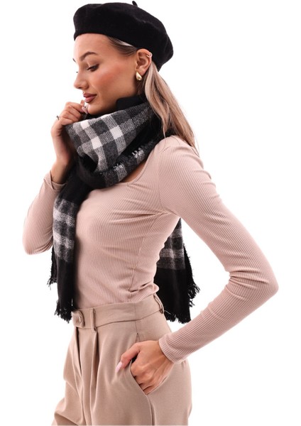 Kadın Yumuşak Dokulu Ekose Atkı modelleri