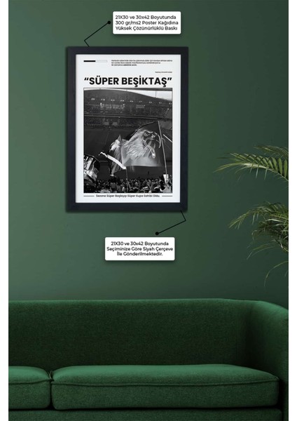 Süper Beşiktaş Siyah Çerçeveli Tablo Poster modelleri