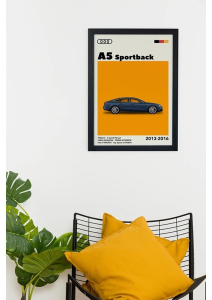Audi A5 Sportpack 2013-2016 Özel Tasarım Siyah Çerçeveli Tablo Poster modelleri