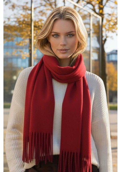 Kadın Yumuşak Dokulu Püsküllü Kışlık Buklet Atkı Şal