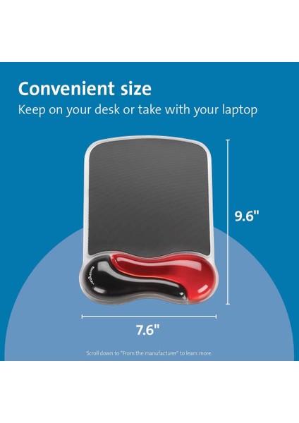 62402 Duo Bilek Destekli Memory Foam Fare Pedi, Kırmızı/siyah fiyatları