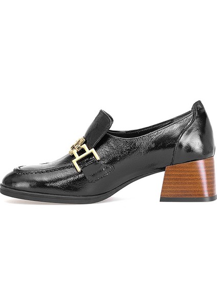 D25KA-995 Kadın Hakiki Rugan Deri Klasik Topuklu Ayakkabı Siyah modelleri