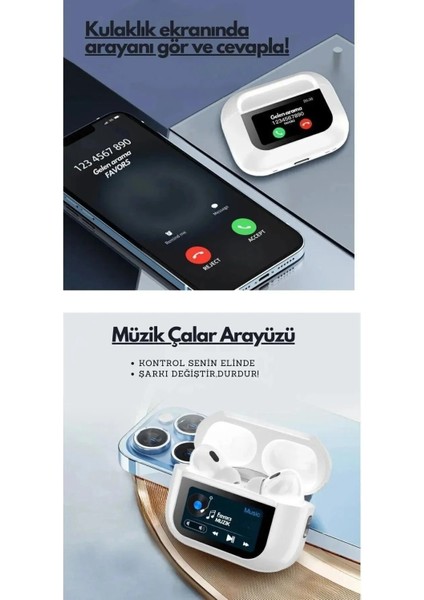 Anc+Enc Dokunmatik Ekranlı Bluetooth Kulaklık Ios Android Tüm Telefonlara Uyumlu Kulaklık Bt