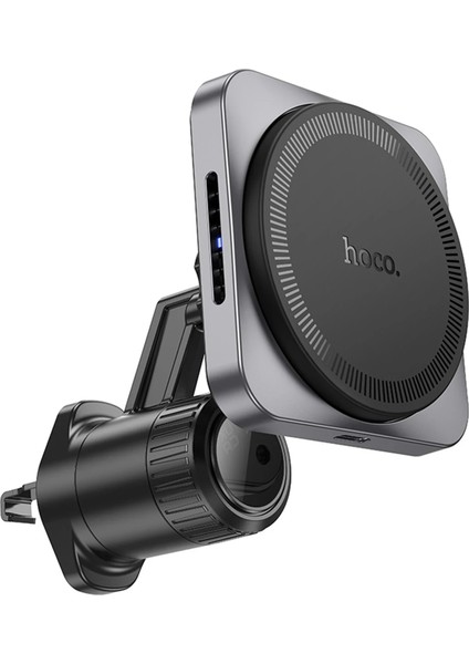 Hoco. HW15 Izgara Klipsli 15W Kablosuz Şarjlı Manyetik Magsafe Araç Tutucu - Siyah
